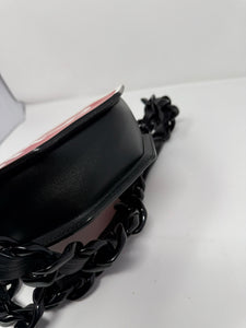 Moschino Leather Black Red SHOP Crossbody Bag Purse