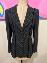 Load image into Gallery viewer, Escada Size M/ L Black &amp; White Wool Pinstripe Blazer
