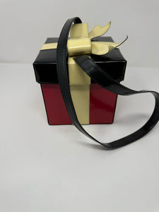 Moschino Red & Black Leather Box Bag