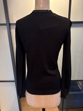 Load image into Gallery viewer, Moschino Black Wool V-Neck Tuxedo Bow Knit Sweater
