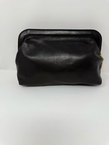 Moschino Black Leather Question Mark Clutch Bag Purse
