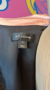 St. John Size P Pink & Black Satin Short Sleeve Barbie Coat