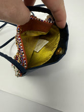 Load image into Gallery viewer, Moschino Navy Satin Beaded Button Crossbody Bag
