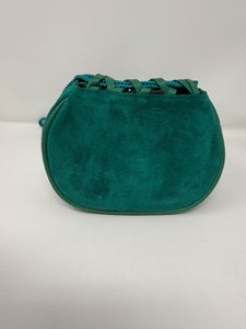 Yves Saint Laurent Green Suede Bucket Evening Bag 1980s