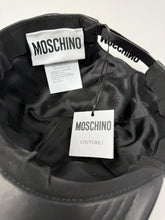 Load image into Gallery viewer, Moschino Gold Logo Black Leather Baseball Cap
