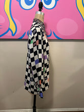 Load image into Gallery viewer, Versus Gianni Versace Size 42 Purple &amp; Black Checkered Blouse
