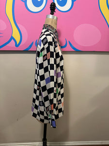 Versus Gianni Versace Size 42 Purple & Black Checkered Blouse