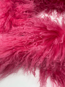 Moschino Fuschia Mongolian Lam Fur Wrap