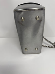 Moschino Silver Leather Lunch Box Bag