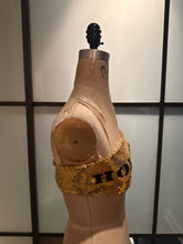 Load image into Gallery viewer, Moschino Gold &amp; Black Sequined Crop Top Bandeau  NWT
