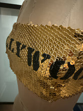 Load image into Gallery viewer, Moschino Gold &amp; Black Sequined Crop Top Bandeau  NWT
