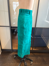 Load image into Gallery viewer, Complice Size 4 Teal Green Suede Pencil Skirt
