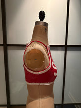 Load image into Gallery viewer, Moschino Size 10 Red &amp; White Sequined SHOP Crop Top
