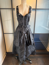 Load image into Gallery viewer, Moschino Size 6 Black Moto Silver Snaps Dress
