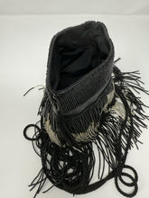Load image into Gallery viewer, Saint Laurent Black &amp; Silver Beaded Star Fringe Bucket Evening Bag

