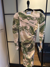 Load image into Gallery viewer, Moschino Size 2 Green &amp; Ivory Wool Knit Gathered Dress NWT
