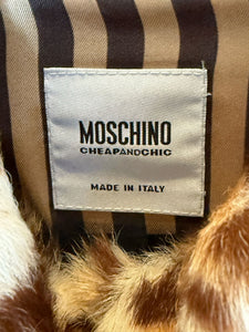 Moschino Cheap & Chic Tan Goat Fur Cropped Short Sleeve Jacket