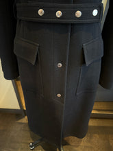 Load image into Gallery viewer, D&amp;G Dolce &amp; Gabbana Black Wool Crepe Coat Silver Snaps
