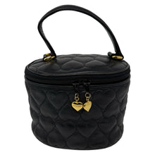 Load image into Gallery viewer, Moschino Black Leather Oval Quilted Heart Vanity Bag
