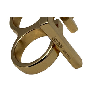 Moschino Gold Fashion Fash On Fash Off  Kunckle Rings Set of 3