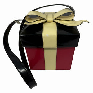 Moschino Red & Black Leather Box Bag