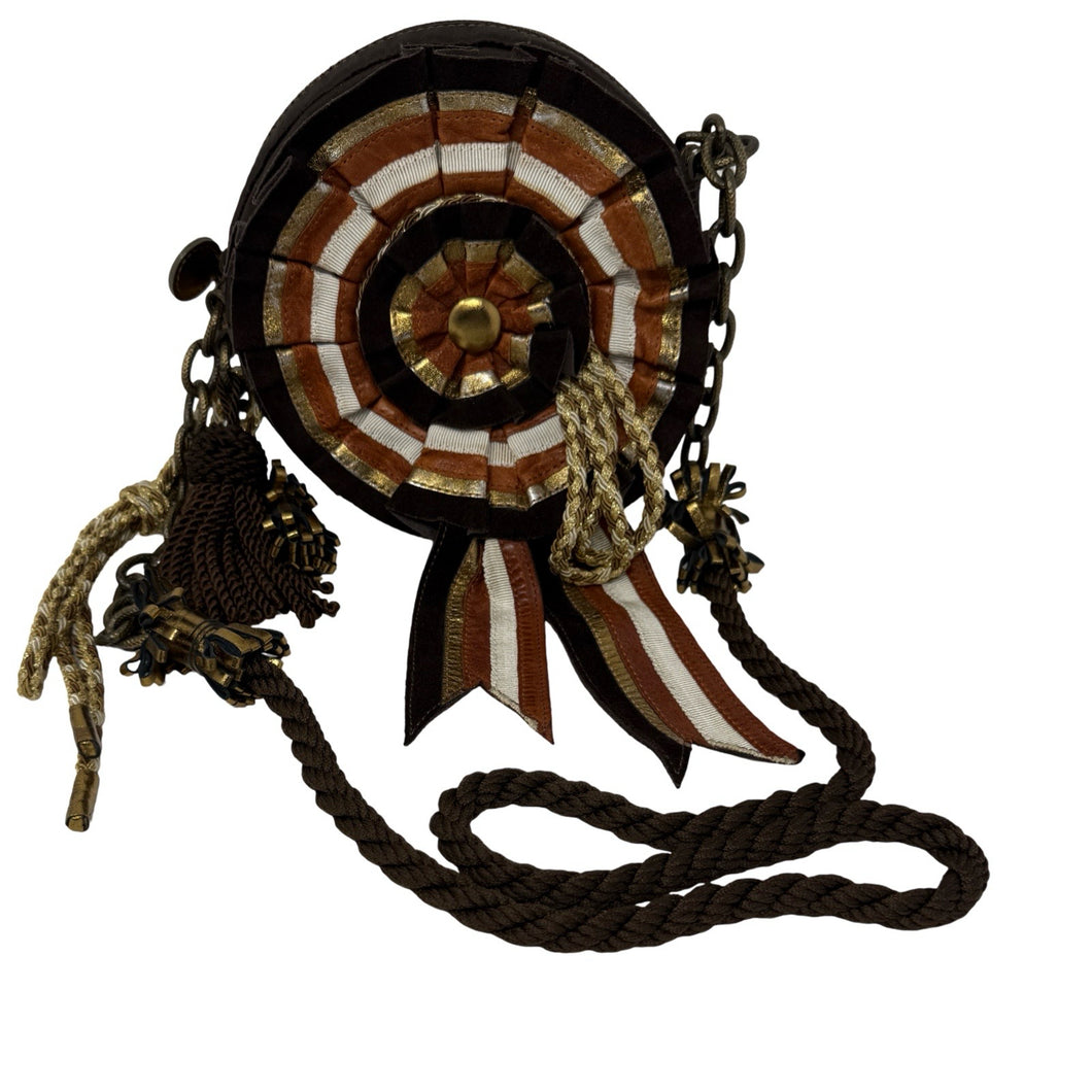 Moschino Brown Round Ribbon Bag Crossbody Purse