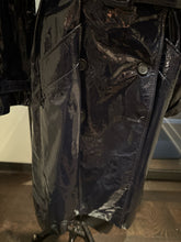 Load image into Gallery viewer, Diane von Furstenberg Size L Navy Blue Patent Leather Trenchcoat
