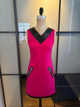 Load image into Gallery viewer, Moschino Pink &amp; Black Wool &amp; Faux Leather Trim Size 4  Dress
