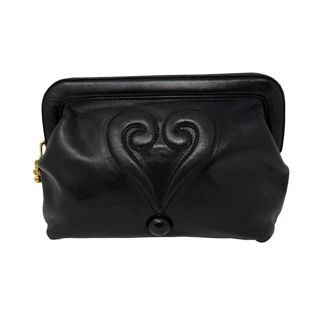 Moschino Black Leather Question Mark Clutch Bag Purse