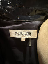 Load image into Gallery viewer, Diane von Furstenberg Size L Navy Blue Patent Leather Trenchcoat
