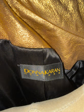 Load image into Gallery viewer, Donna Karan Gold Leather Sz 8 Cropped Bomber Biker Jacket Vintage
