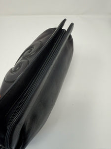 Moschino Black Leather Question Mark Clutch Bag Purse