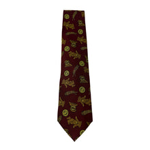 Load image into Gallery viewer, Moschino Brown, Burgundy,Yellow Silk Smiley Face Bear Neck Tie
