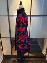 Load image into Gallery viewer, Versace Collection Size 42 Black &amp; Pink Wool &amp; Velvet Funnel Neck Coat
