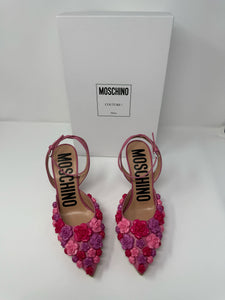 Moschino 35 Pink Sugar Flower Heels Sandals NEW