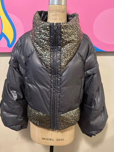 Karl Lagerfeld Size 38 Gray Puffer Jacket