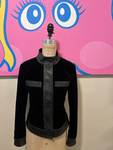 Load image into Gallery viewer, Giorgio Armani Size 38  Black Velvet Leather Trim Jacket
