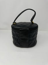Load image into Gallery viewer, Moschino Black Leather Oval Quilted Heart Vanity Bag
