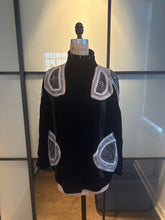 Load image into Gallery viewer, Mindy &amp; Friends Size M Black &amp; SilverVelvet Bomber Jacket
