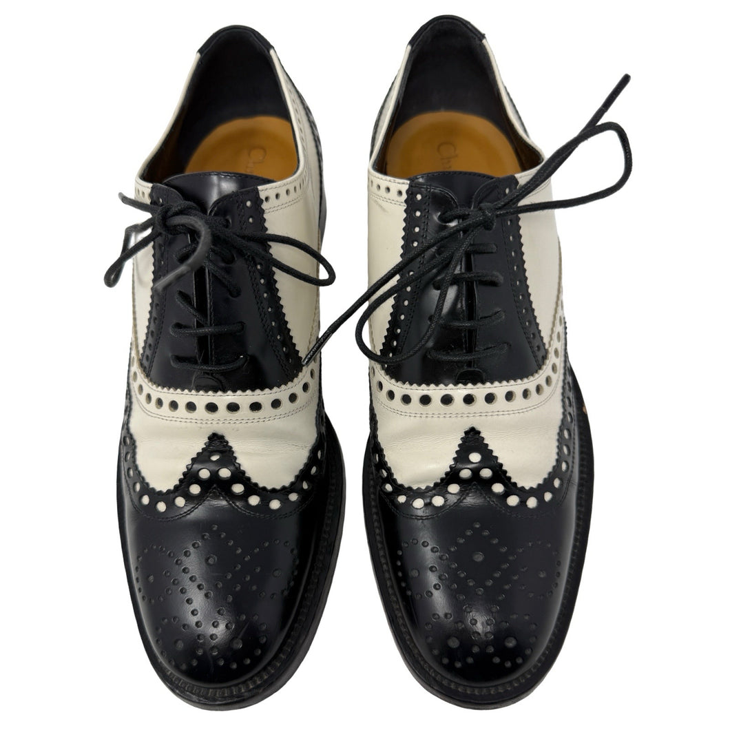 Christian Dior Black & White Leather Wing Tip Spectator Loafers