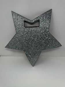 Moschino Silver Glitter Star Bag Clutch