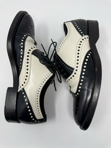Christian Dior Black & White Leather Wing Tip Spectator Loafers