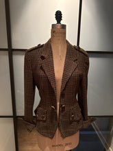 Load image into Gallery viewer, Moschino Size 8 Brown Plaid Equestrian Jacket
