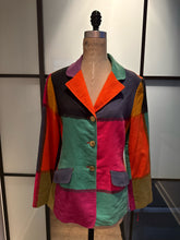 Load image into Gallery viewer, Moschino Pink Green Black Moleskin Blazer Color Block Jacket
