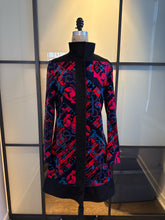 Load image into Gallery viewer, Versace Collection Size 42 Black &amp; Pink Wool &amp; Velvet Funnel Neck Coat
