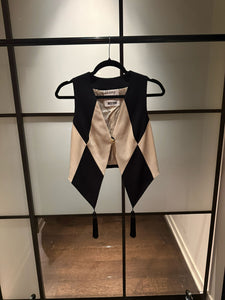 Moschino Cheap & Chic Harlequin Black & Ivory Tassel Vest