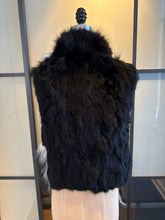 Load image into Gallery viewer, Adrienne Landau Size S Black &amp; White Fox Rabbit Lamb Fur Vest
