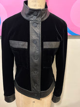 Load image into Gallery viewer, Giorgio Armani Size 38  Black Velvet Leather Trim Jacket
