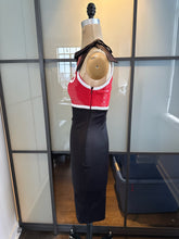 Load image into Gallery viewer, Moschino Black &amp; Red SHOP Stretch Satin Pencil Dress
