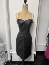 Load image into Gallery viewer, Bagatelle Size 8 Black Leather Strapless Dress 1980s
